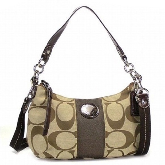 COACH Signature “C” Striped Demi Khaki / Mahogany...